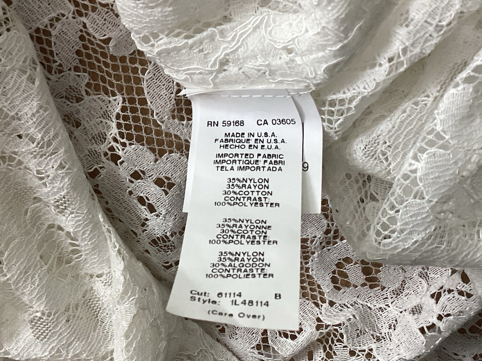 Karen Kane Women’s XL Lace Tank Top Off White Sheer Side Slits Eyelash Hem