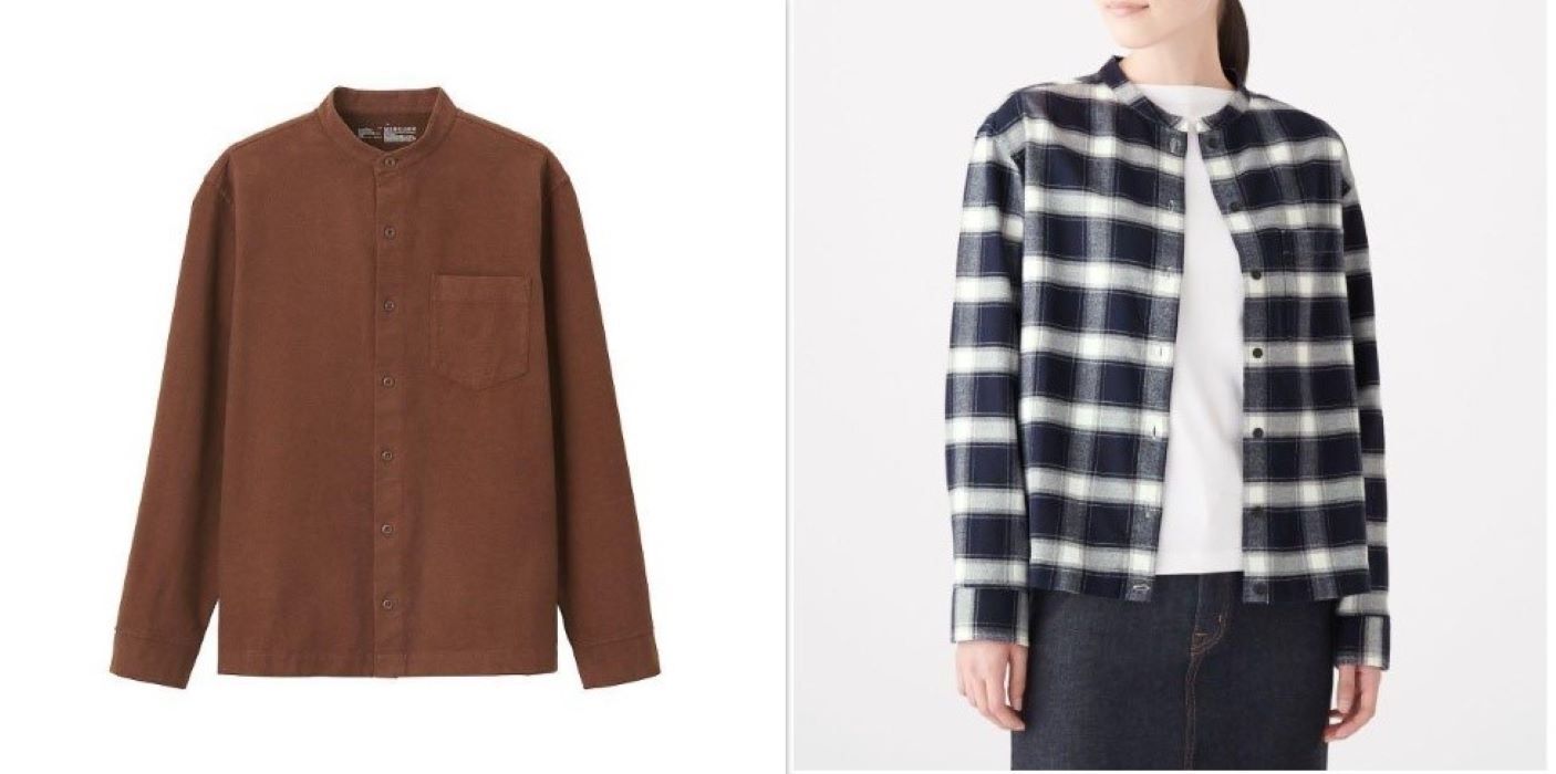 100% Organic Cotton Flannel Shirt, Women’s Band Collar Flannel Shirt