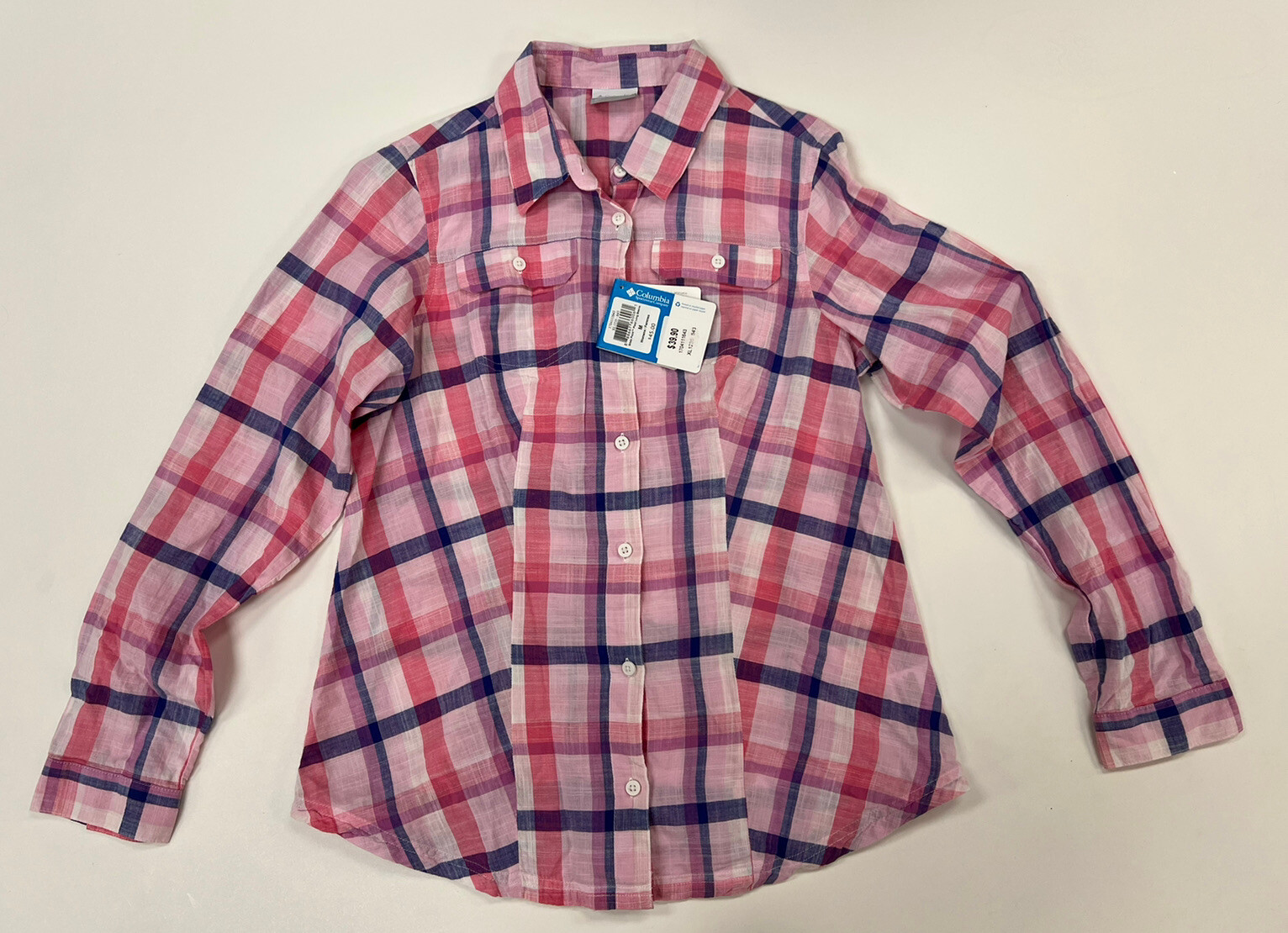 Women’s Columbia Sportswear Siletz Point Plaid Long Sleeve Button Front Shirt M