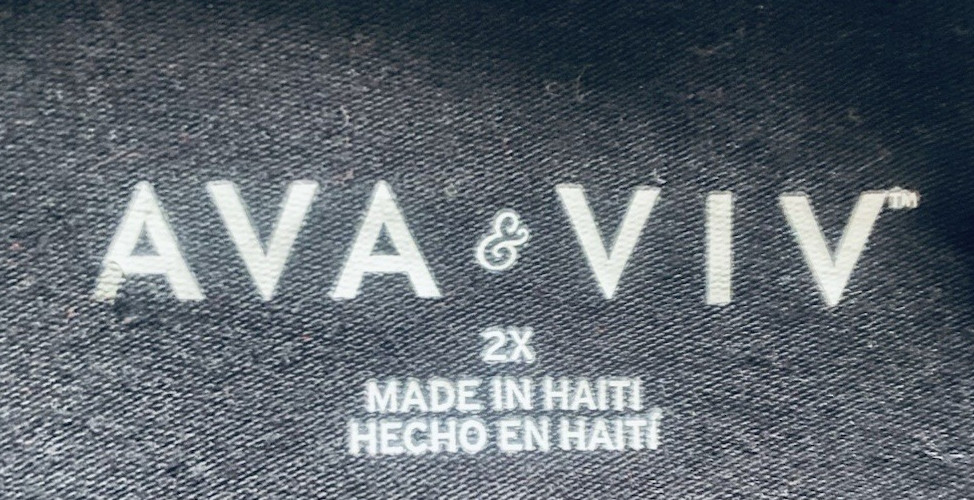 Women’s 2X Blouse Ava Viv Black Short Sleeves U Neck Cotton Modal Spandex