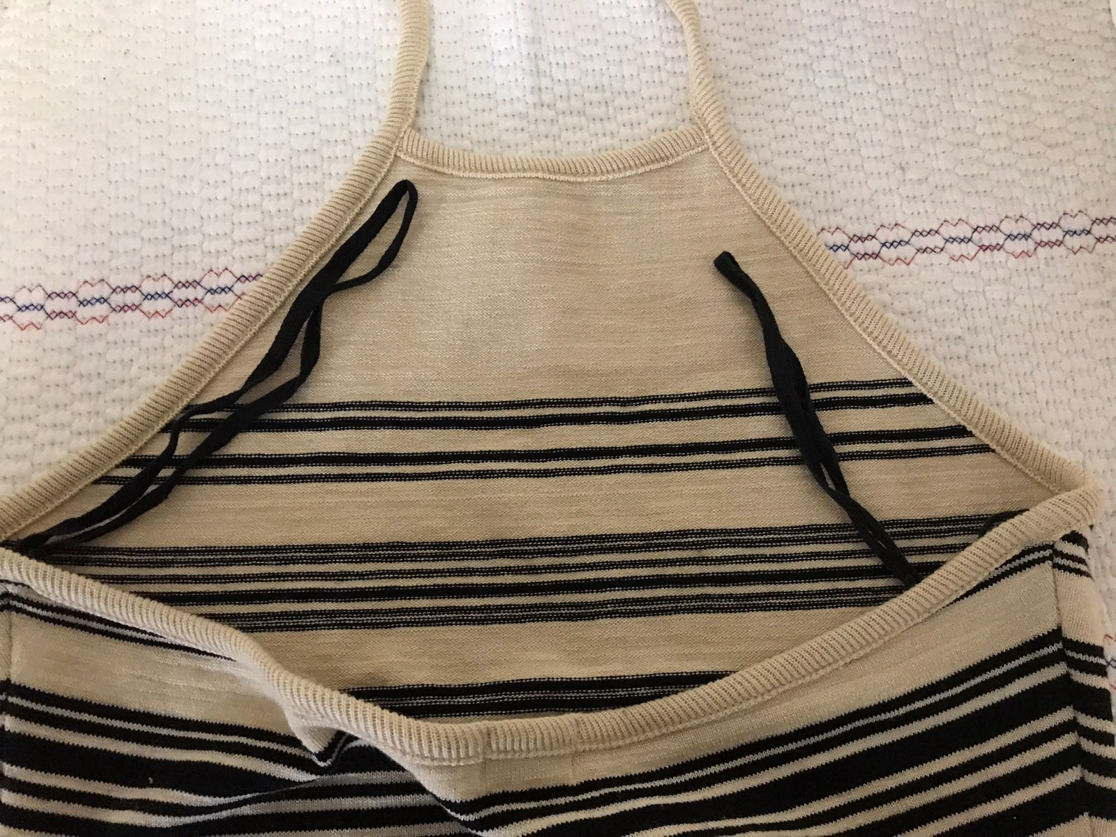 XOXO Womens Black & Tan Sriped Knit Halter Top Size Medium Y2K