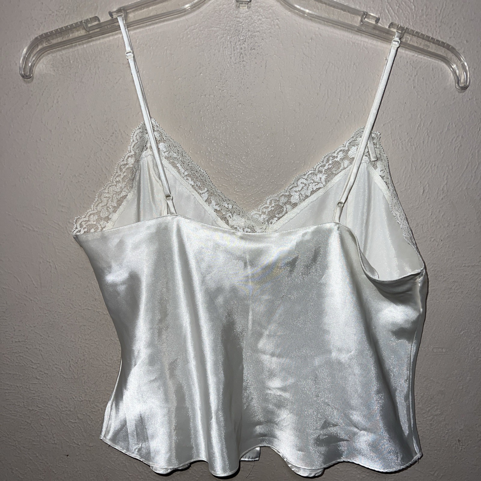 Vintage Victoria’s Secret Gold Label Satin Camisole Top White Lace Button L