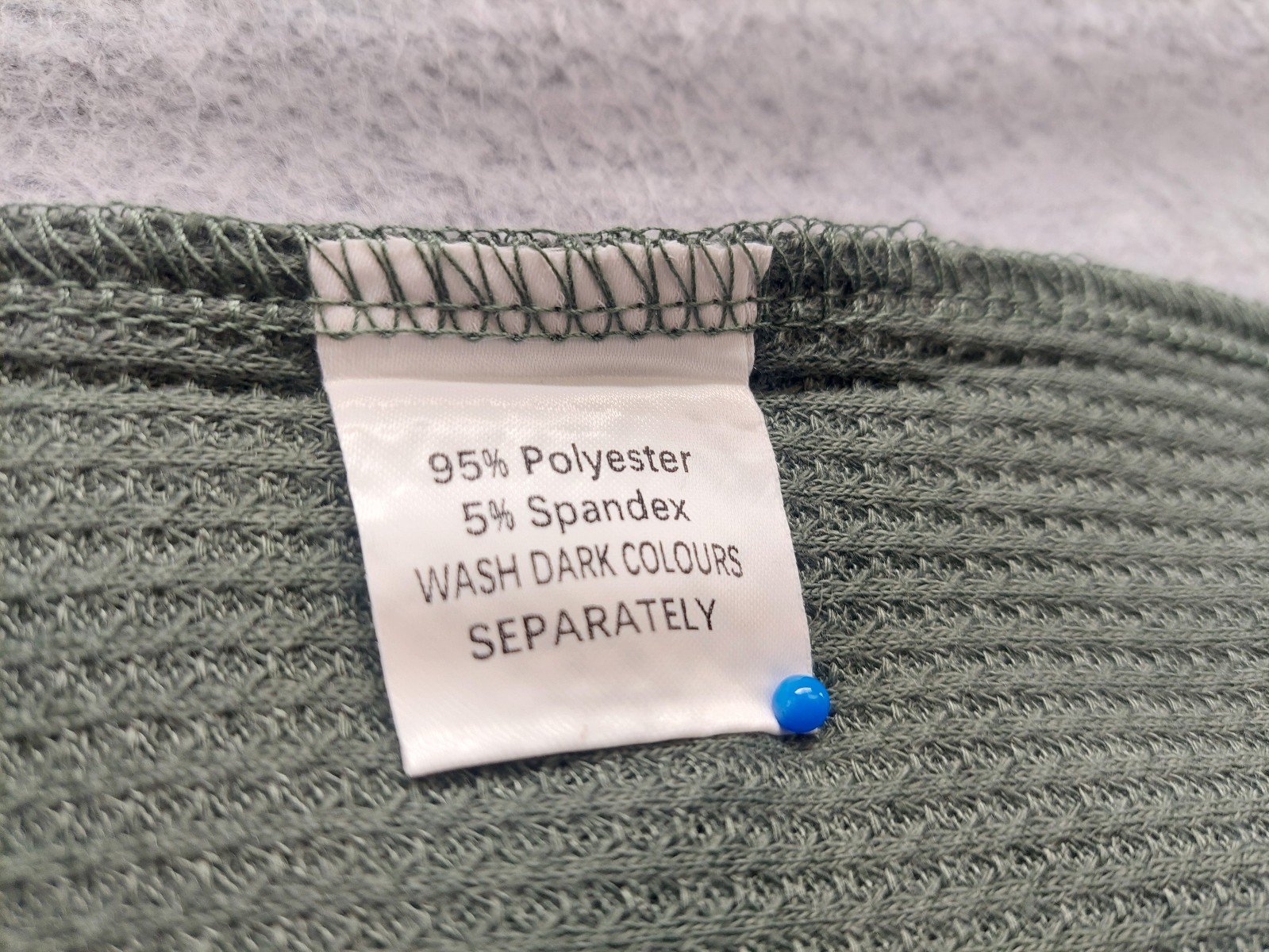 Ofeefan Women Top M Olive Green Crew Neck Pullover 3/4 Sleeve Stretch Casual