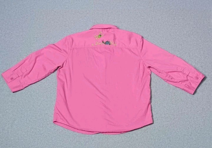 Vintage Breckenridge Embroidered Button Up Blouse Size PS Pink Garden Party Boho