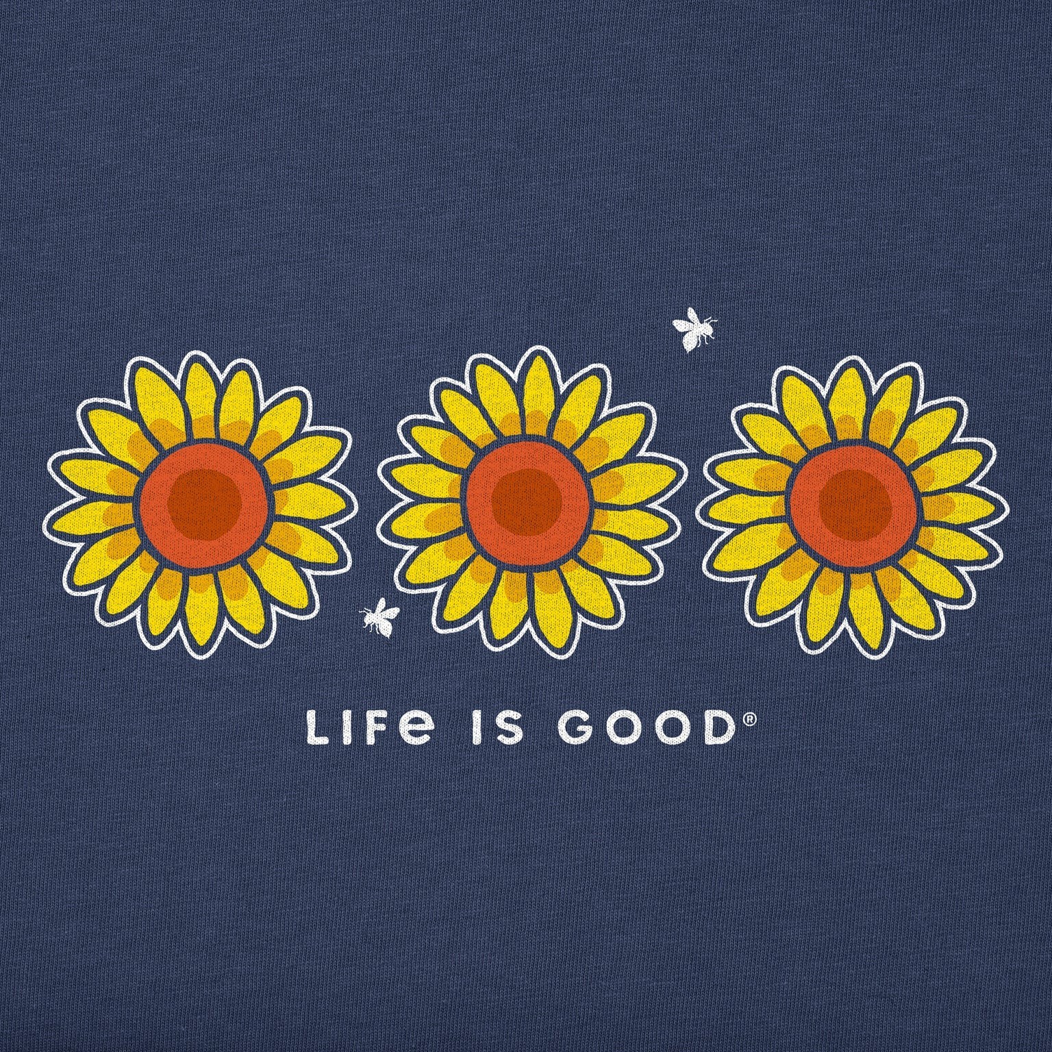 Life Is Good SS Shirt Crusher Vee 3 THREE SUNFLOWERS Bee Flower 43in Womens L