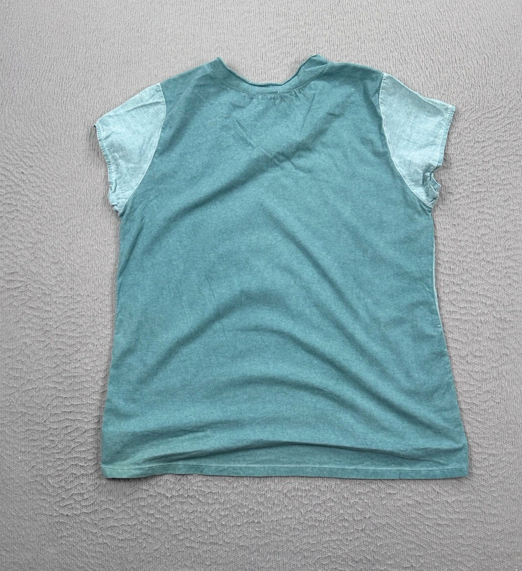 Meo Meli Top Womens One Size Green Blue Linen Sleeveless Shirt Made in Italy