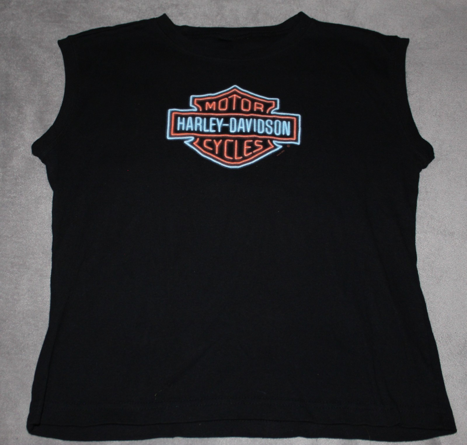 HARLEY DAVIDSON Women’s Tank L Sleeveless Top Neon Logo Freedom N Canton Ohio HD