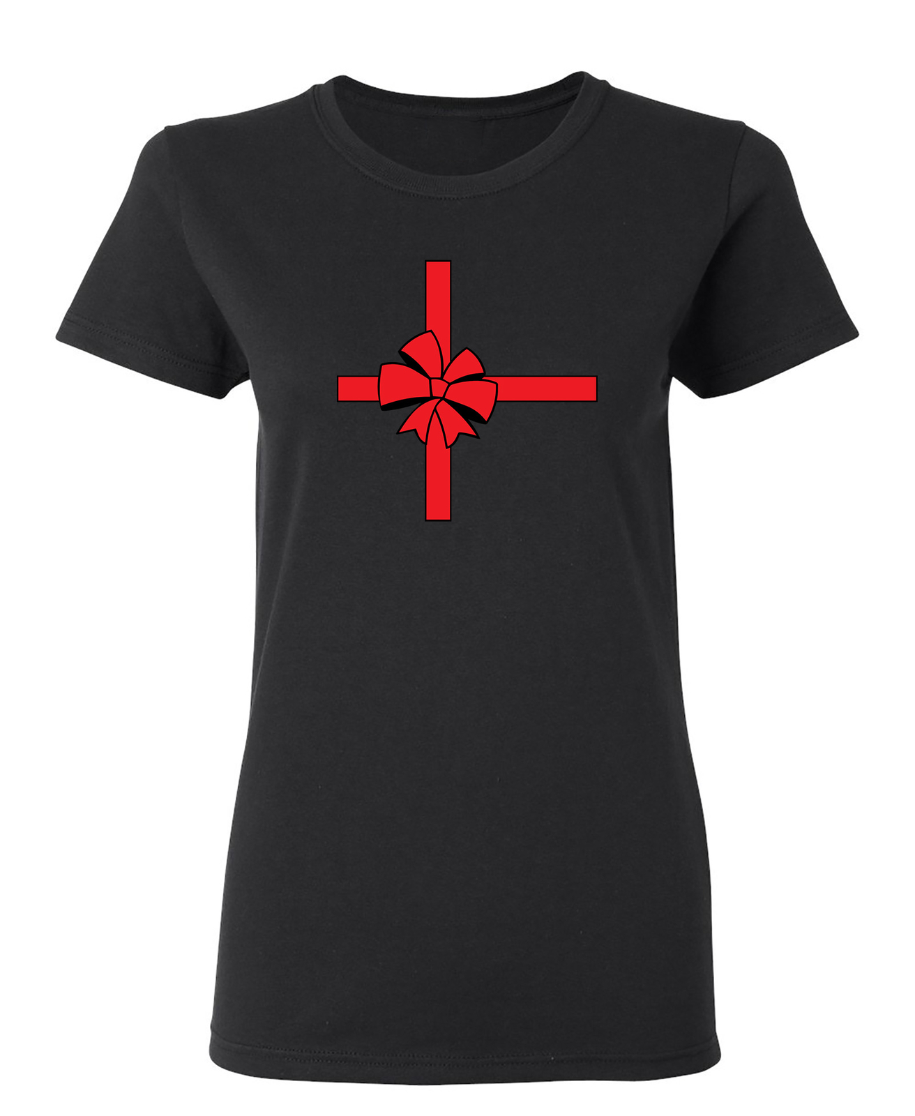 Christmas Bow Sarcastic Novelty Graphics Funny Womens T-Shirt
