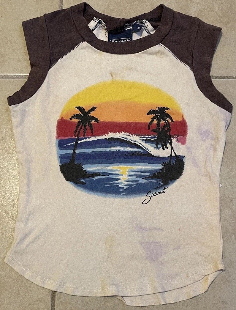 Vtg Sideout Faded Distress Sunset Shirt S Beach Surf Skate OP TC Grunge 90s Y2K