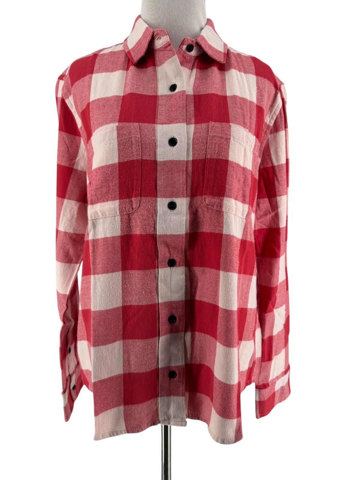 Pact Women’s Holiday Gingham Mila Flannel Long Sleeve Shirt Size Medium NEW