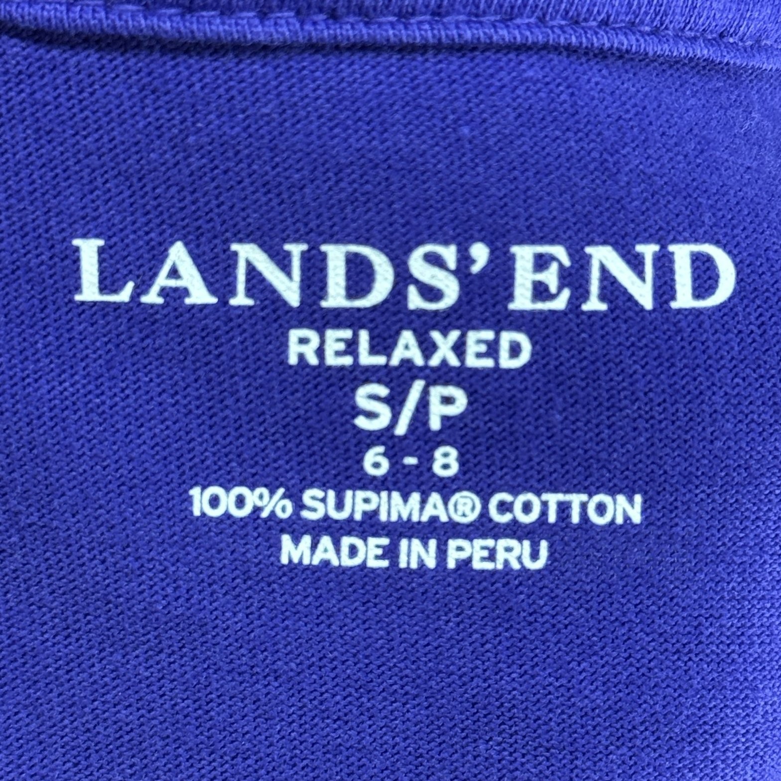 Lands End Relaxed Shirt Womens S/P Purple 100% Supima Cotton Long Sleeve Crew