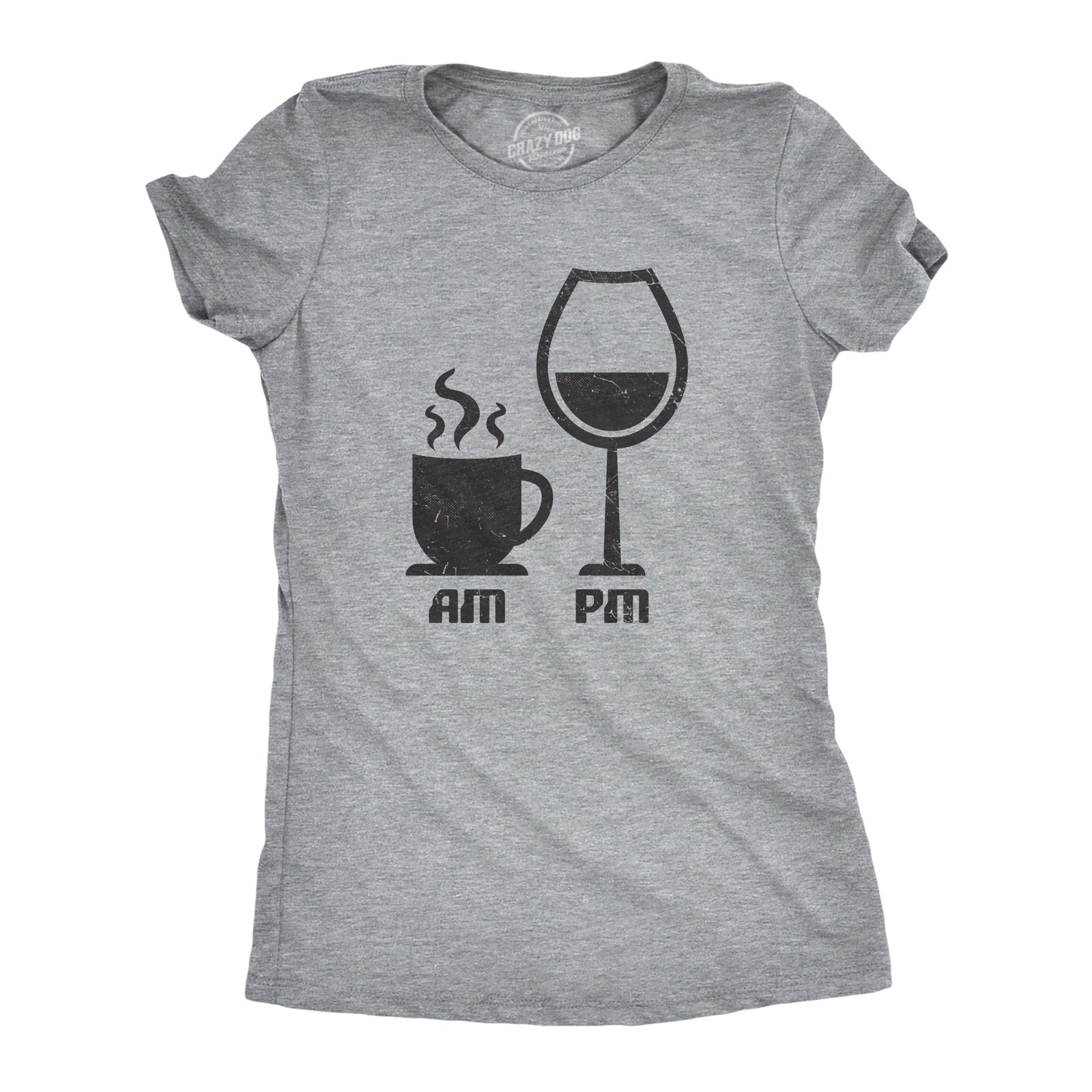 Womens AM Coffee PM Wine T Shirt Funny Drinking Tee