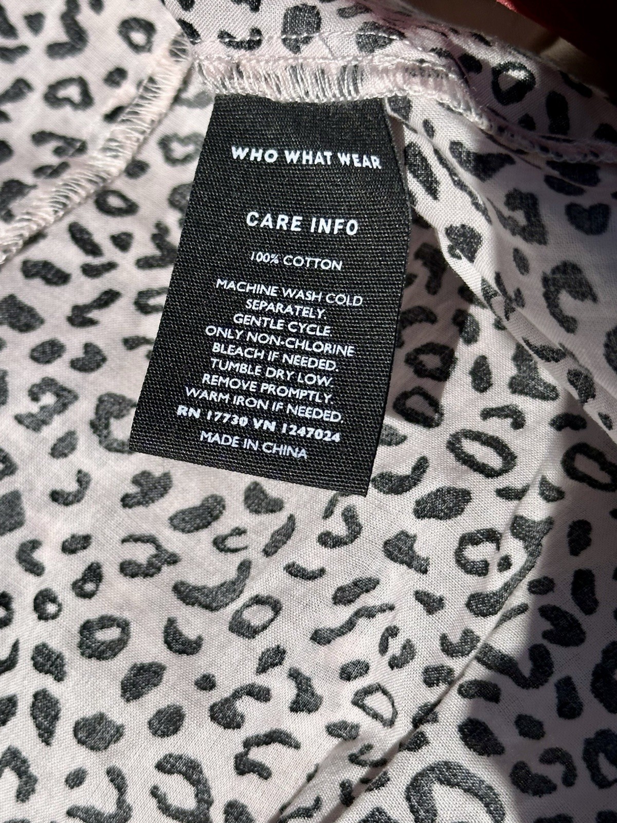 Who What Wear 100% Cotton Leopard Print Boho Bell Sleeve Blouse S A9-074