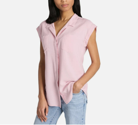 Jachs Girlfriend Women’s Button Front Blouse, Pink Size Medium NWOT