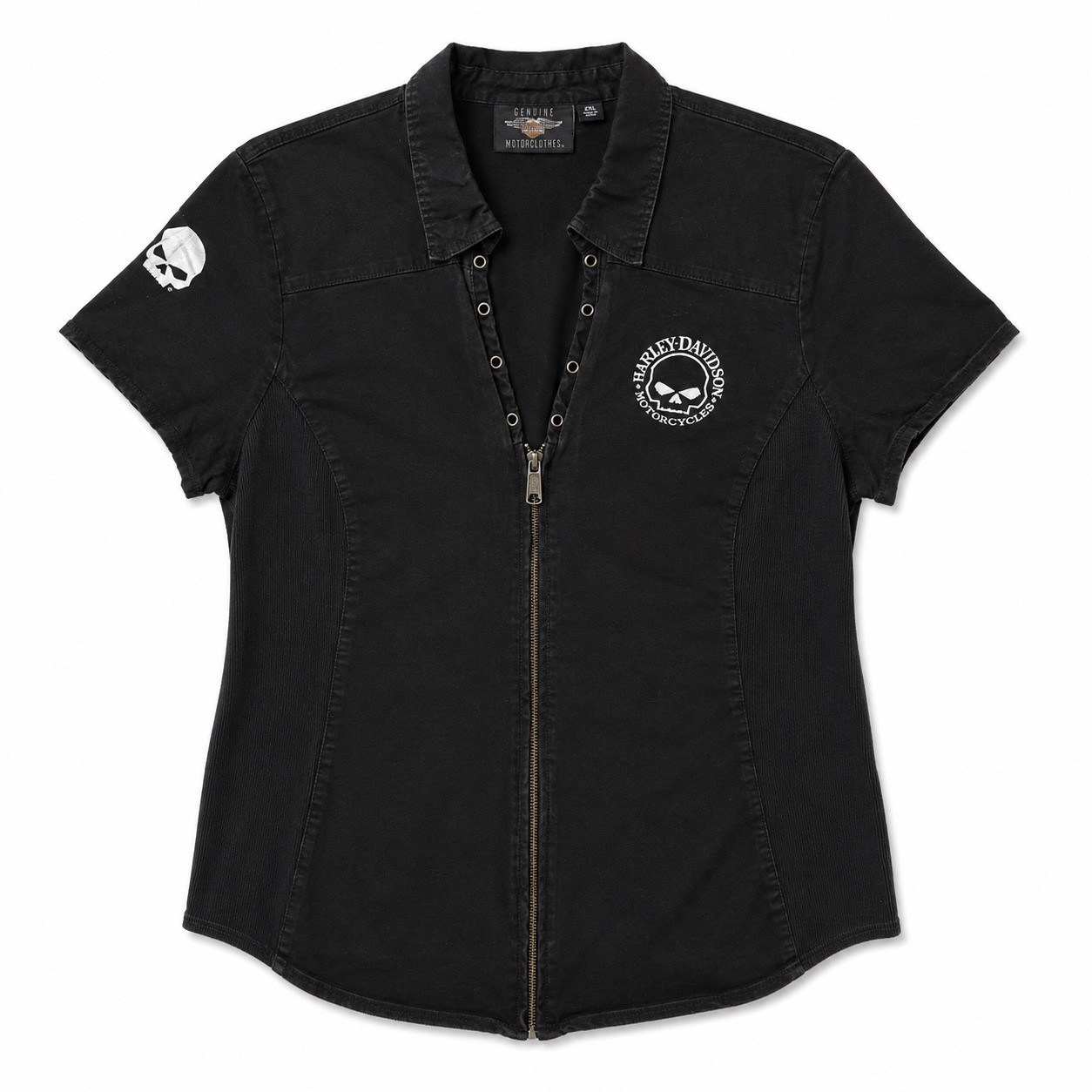 Harley-Davidson Black Corset Lace Up Top Women 2XL Biker Moto Grunge