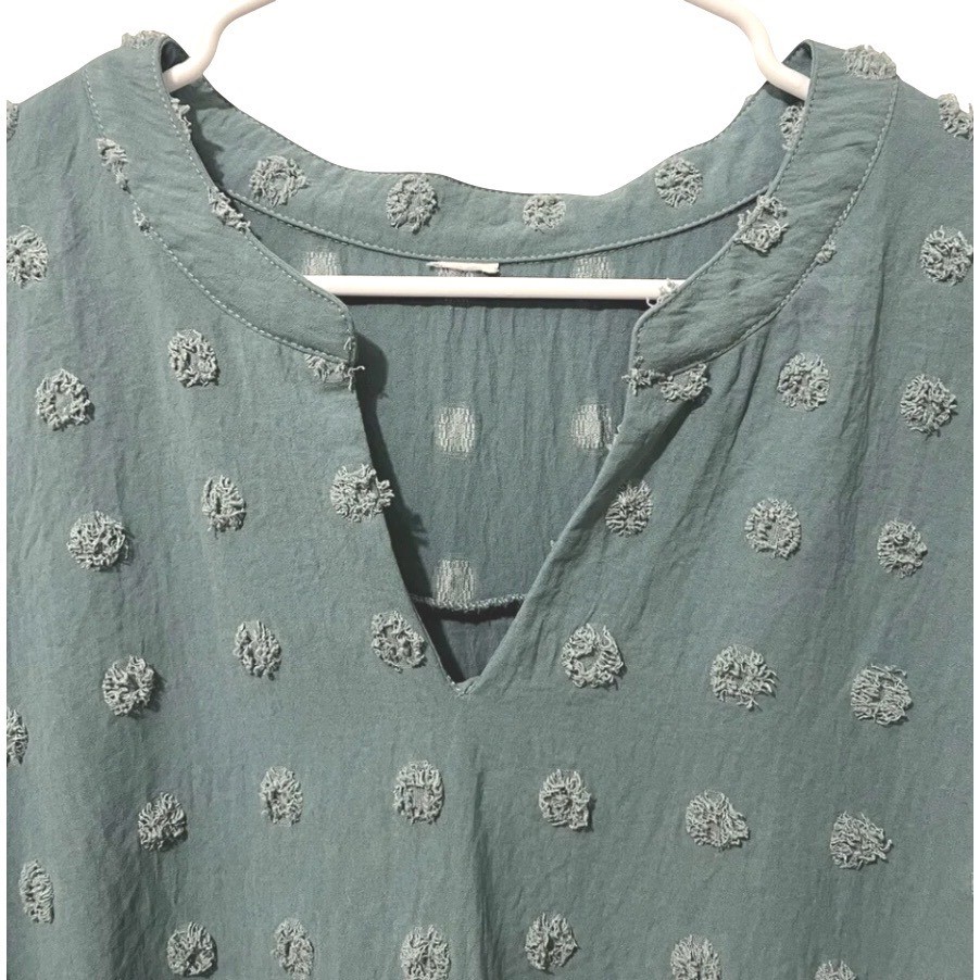 NWT Blooming Jelly SAGE GREEN TOP Clipped Dots Chiffon Lined Puff Sleeves XXL