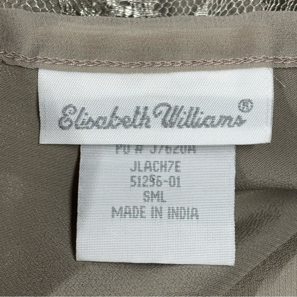 Elizabeth Williams Small Taupe Metallic Lacey Blouse