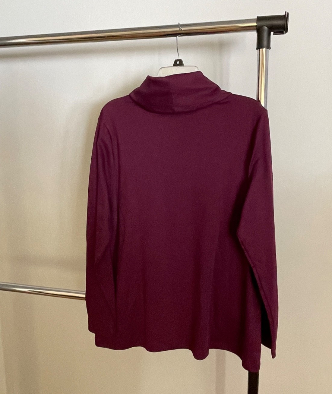 L.L. Bean Cowl Neck Long Sleeve Top 100% Supima Cotton Royal Plum Petite XL NWT