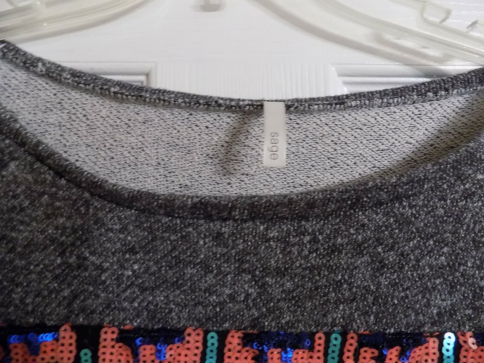 Women’s Long Sleeve SAGE Shirt With Sequins Charcoal Gray Size S