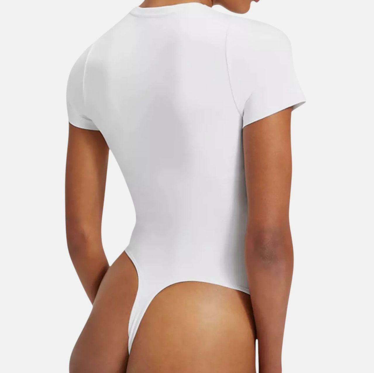 Good American Women’s White Sculpting Crewneck Short-Sleeve Bodysuit Size 5