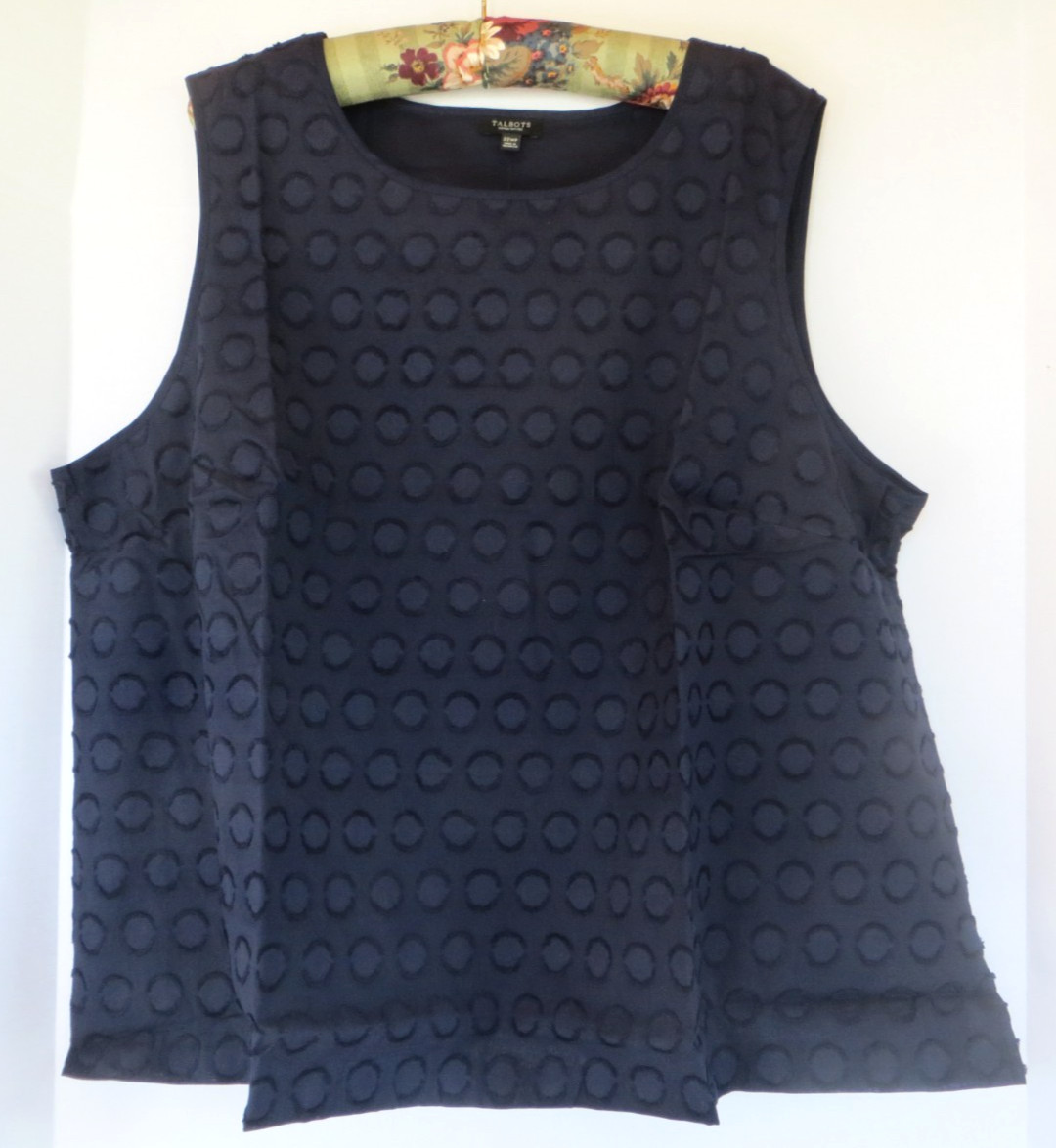 TALBOTS 100% Cotton Sleeveless Fringe Dot Indigo Blue Size 22WP New!