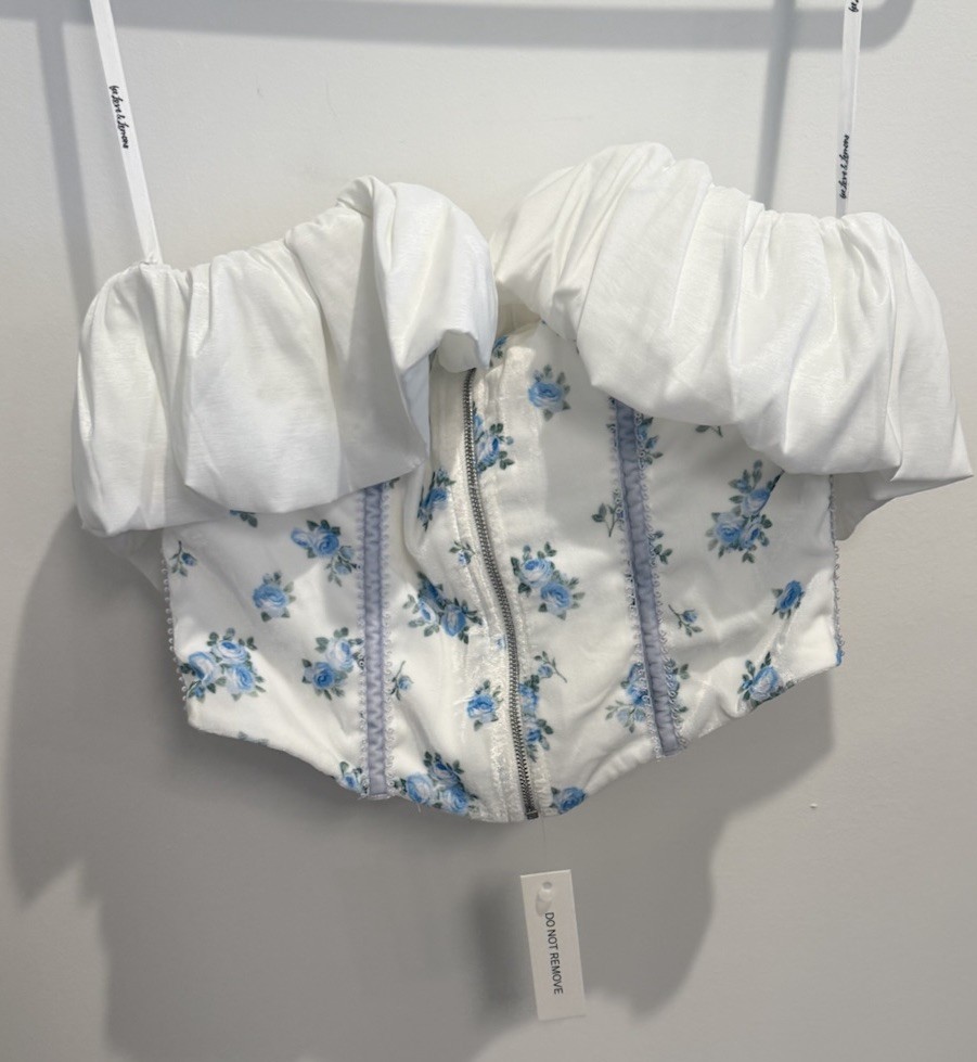 For Love And Lemons Evelyn Floral Velvet Corset Top Size Xs New With Tags