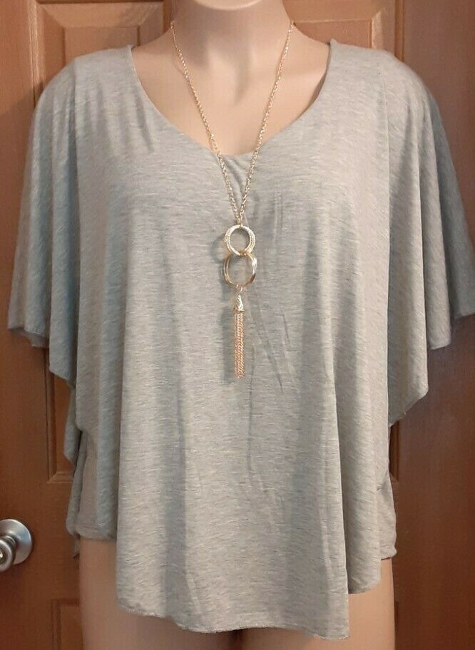 Rouge Scoop Neck Tank With Overblouse and Necklace Green Gray Black 3X Pink 4X