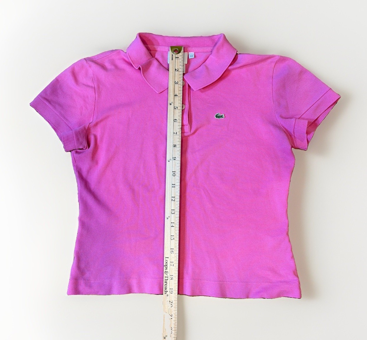 Vintage Pink Lacoste Polo Shirt Top Women Sz 44/12 Fits Like S Y2K Preppy Sporty