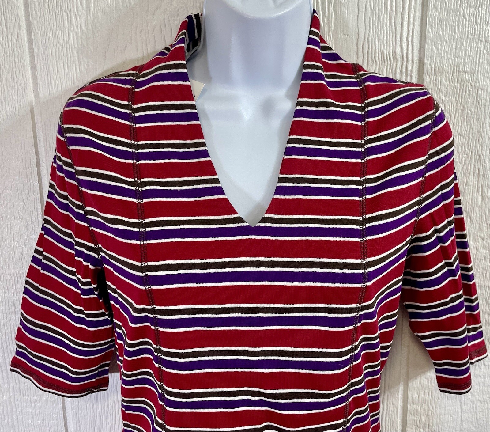 CAROLYN TAYLOR Shirt Side SMALL knit striped top NWT (nn4)