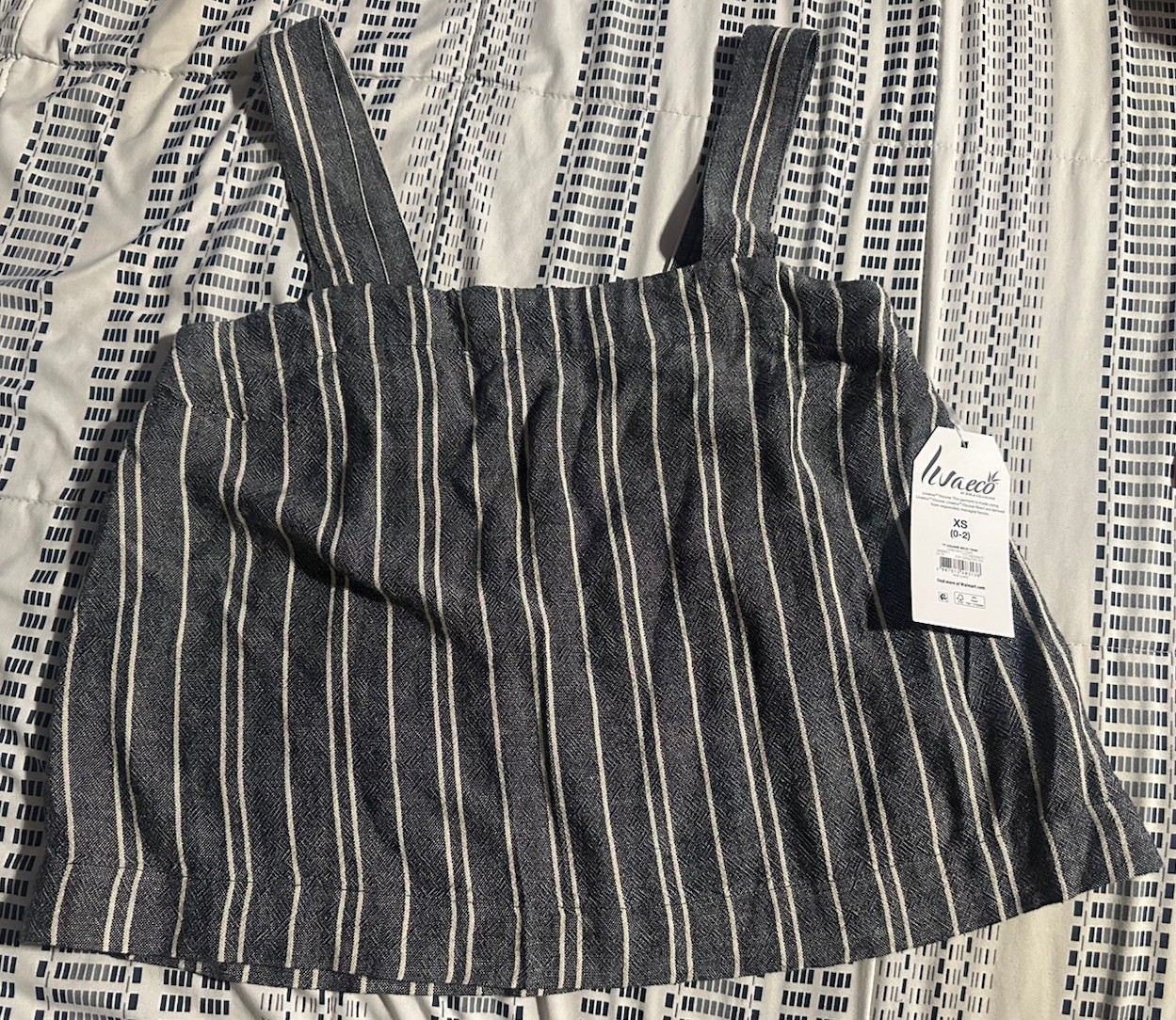 Time and Tru Women’s Gray/White Striped Pull-On Mini Crop Top XS