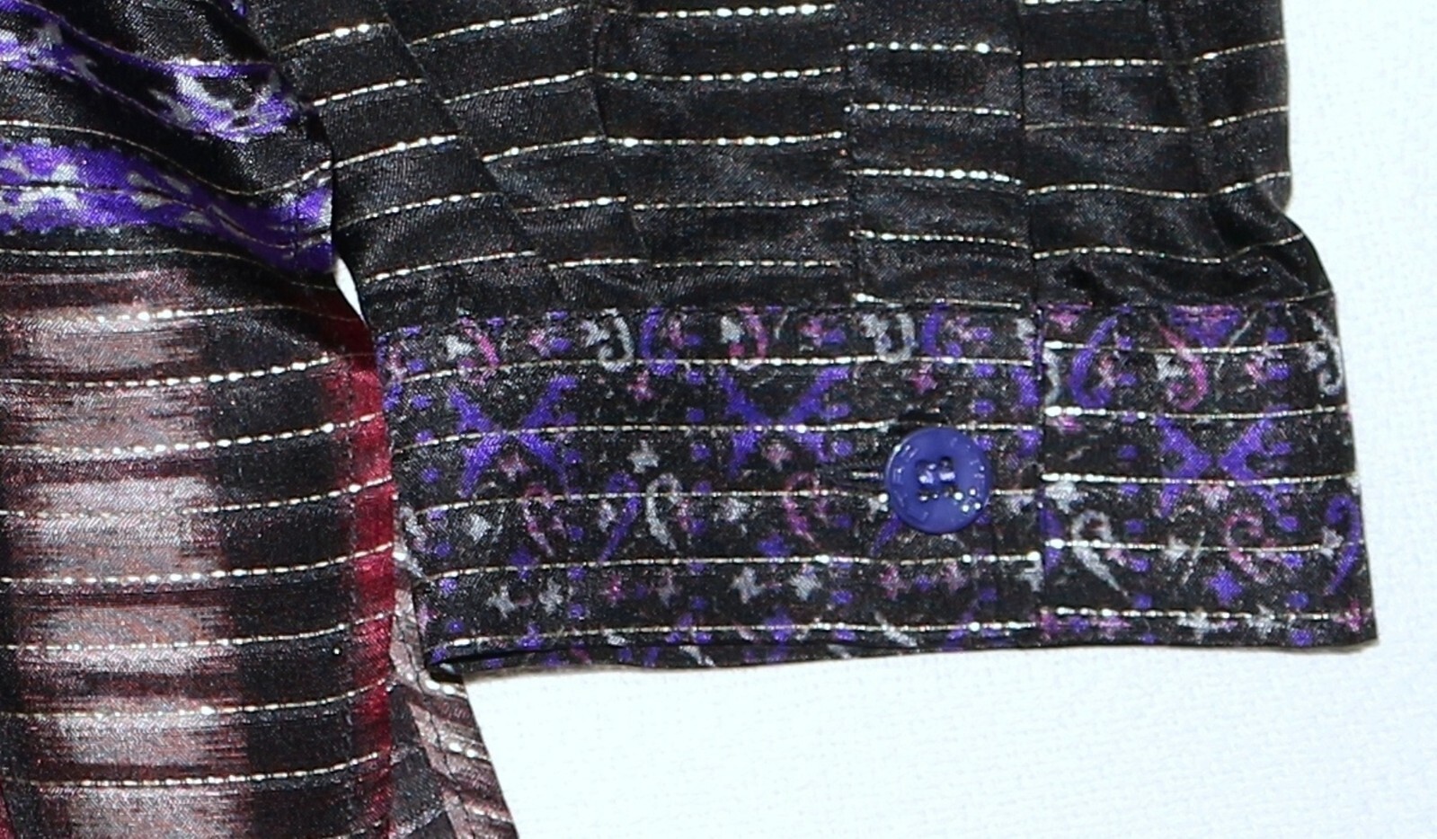 ETRO ITALY VNck Silk Tunic Blse w Metallic Gold Threads 44 In Chest Sz 46 EXC