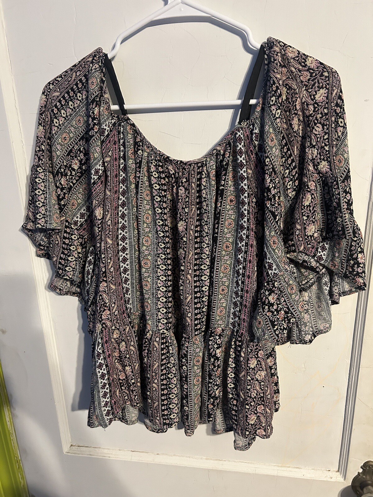 Super Cute Altar’d State Glitter Multi Colored Peplum Top Size Small
