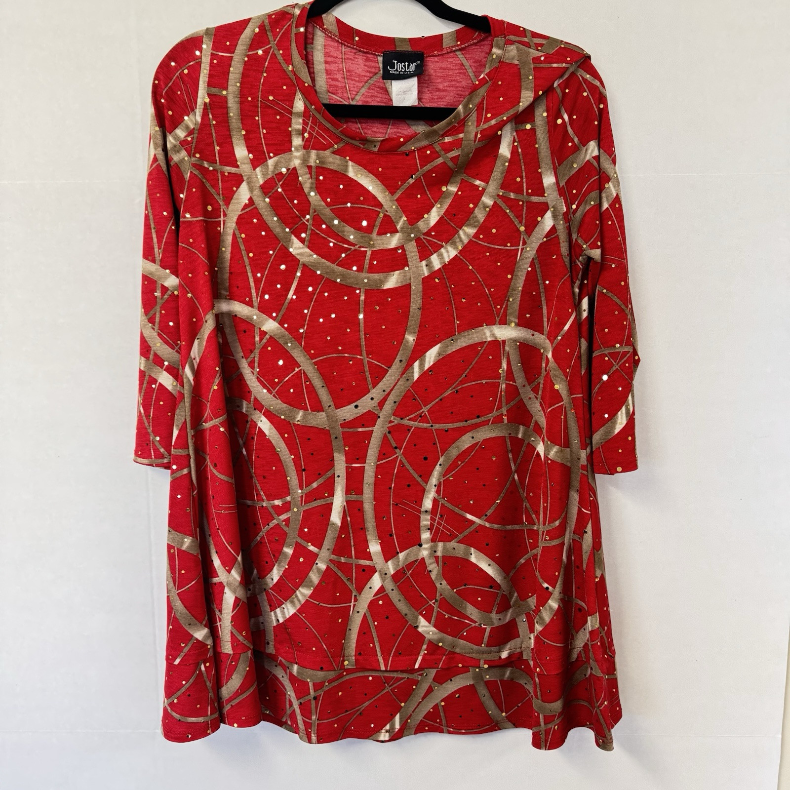 Jo Star Brand. Dressy Red And Gold Top