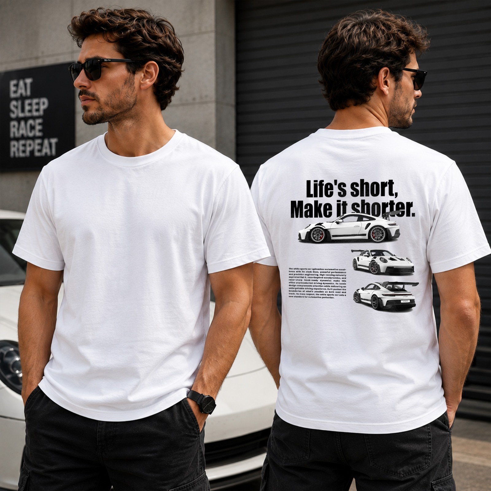 Life’s Short Make It Shorter Car Graphic T-Shirt Funny Automotive Unisex Tee