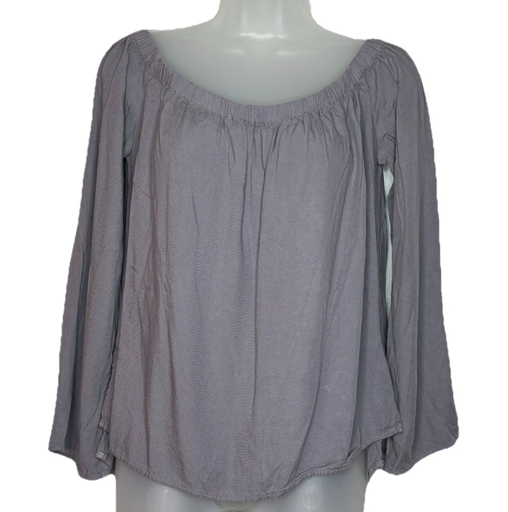 Anthropologie Cloth & Stone Gray Off the Shoulder Top Size Medium 3/4 Sleeves