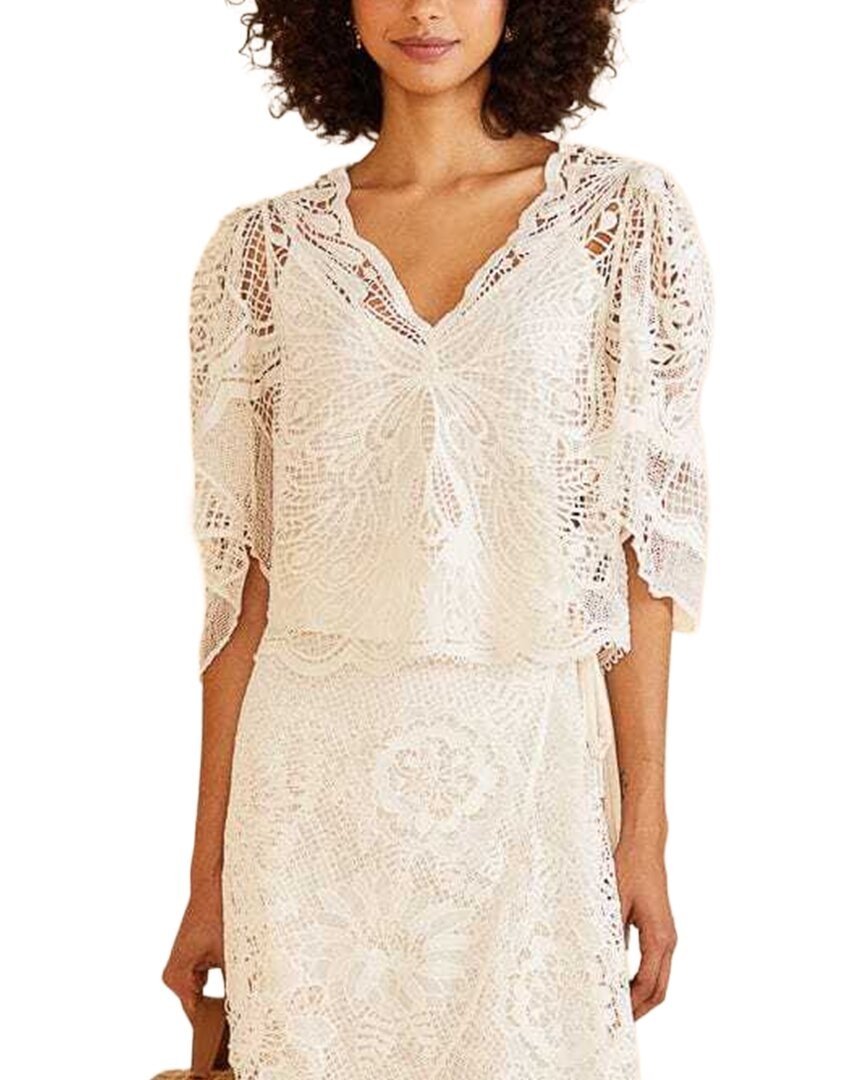 Farm Rio Off-White Butterfly Guipire Blouse Women’s L