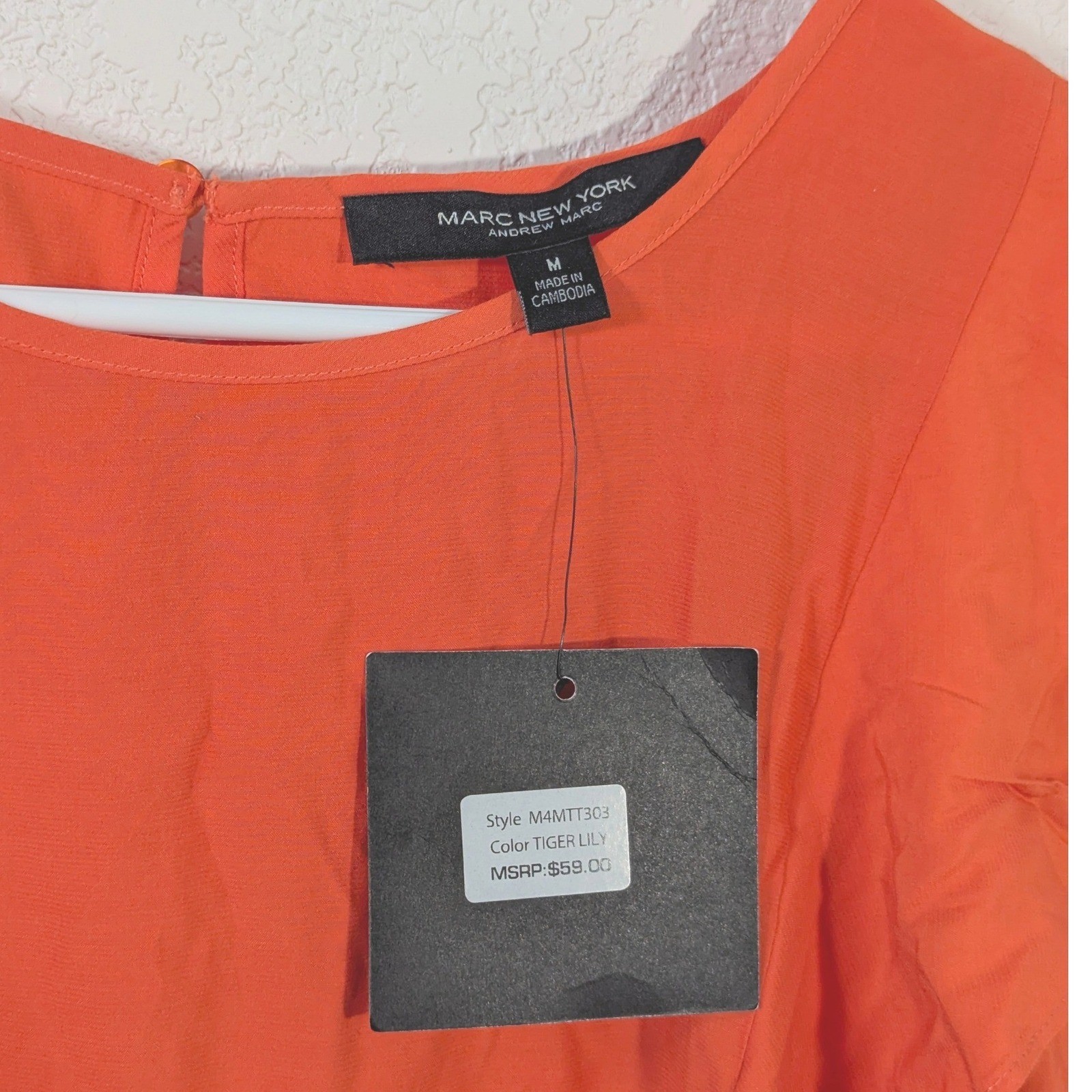 Marc New York Orange Ruffle Peplum Blouse NWT Medium