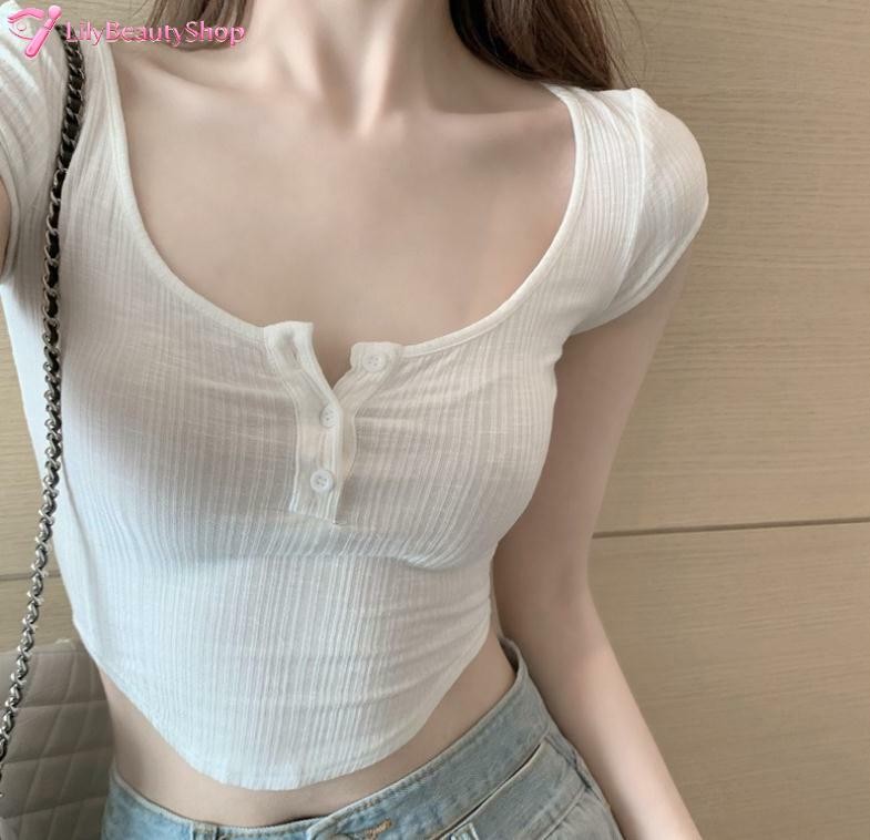 Women Sexy Sheer Low Cut T-shirt Transparent See-through Crop Top Short Sleeve