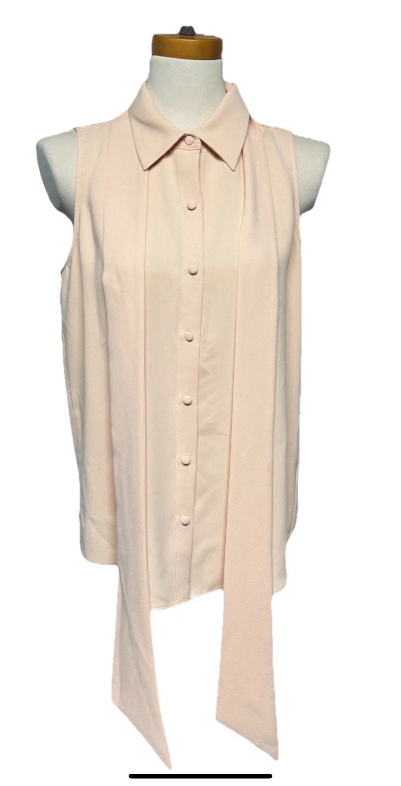 Alex Marie Peach Sleeveless Button Up Blouse with Matching Scarf Women’s size M