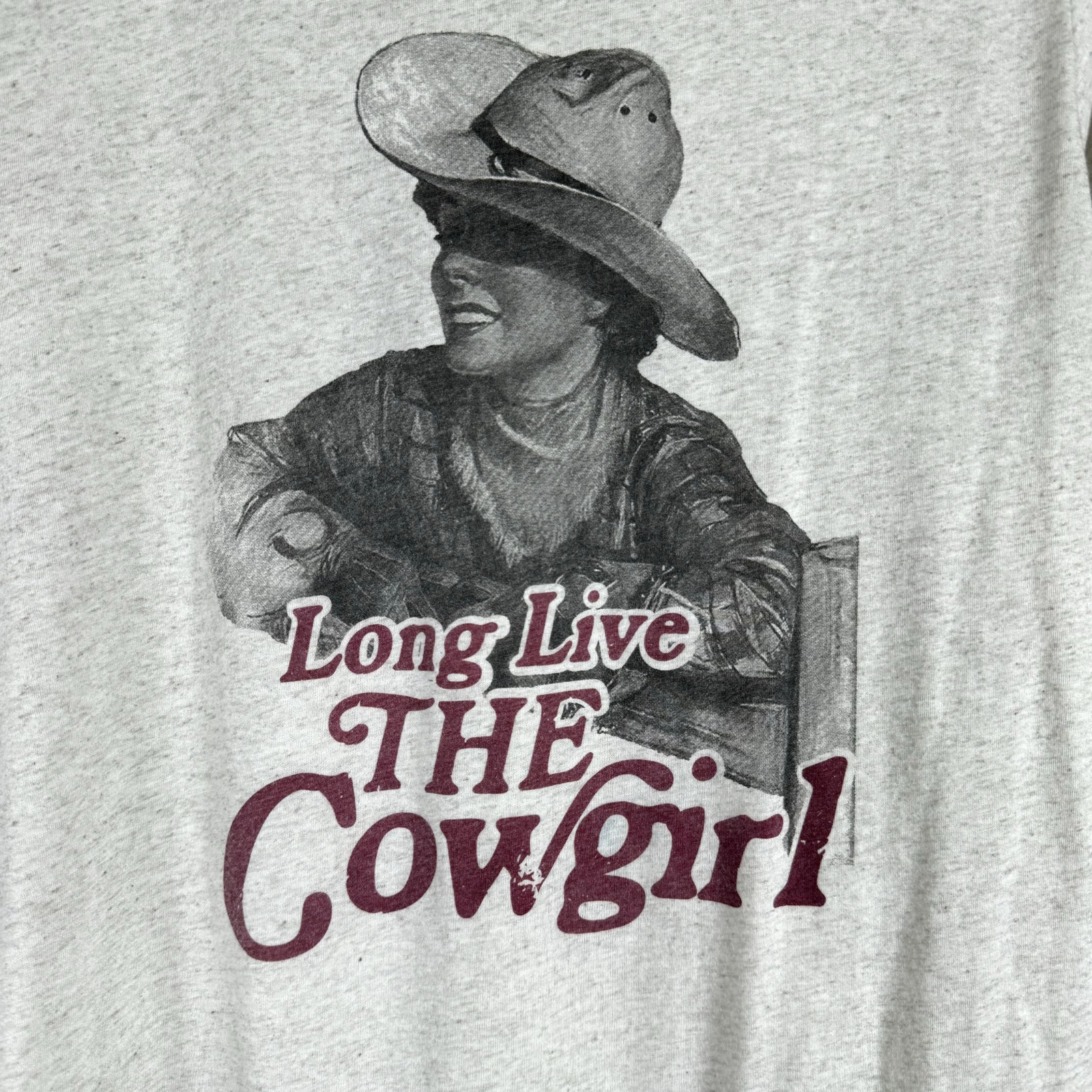 Rubys Rubbish Shirt Women M Heather Grey Long Live The Cowgirls Graphic Western