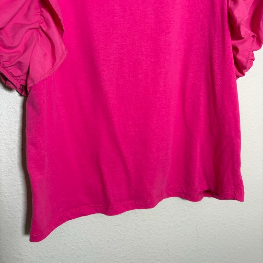 Industry Republic Clothing Women’s XS Pink Cropped Puff Sleeve Ruffle Top