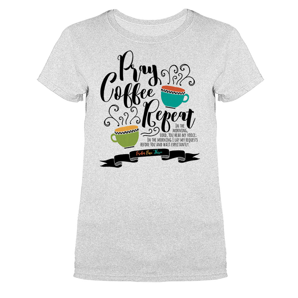 Pray Coffee Repeat Christian Religious God Bible Church Jesus Graphic T-shirt