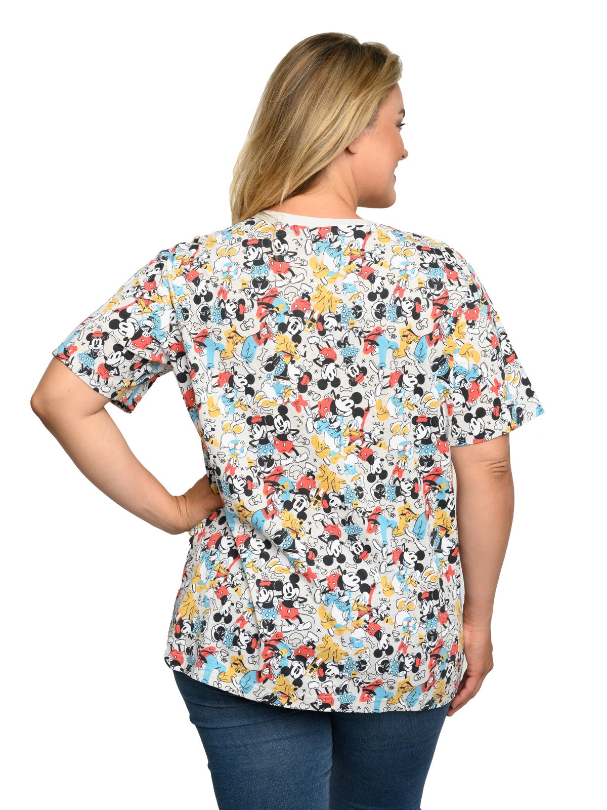 Womens Plus Size Mickey Minnie Mouse Pluto Goofy T-Shirt Disney All-Over Print