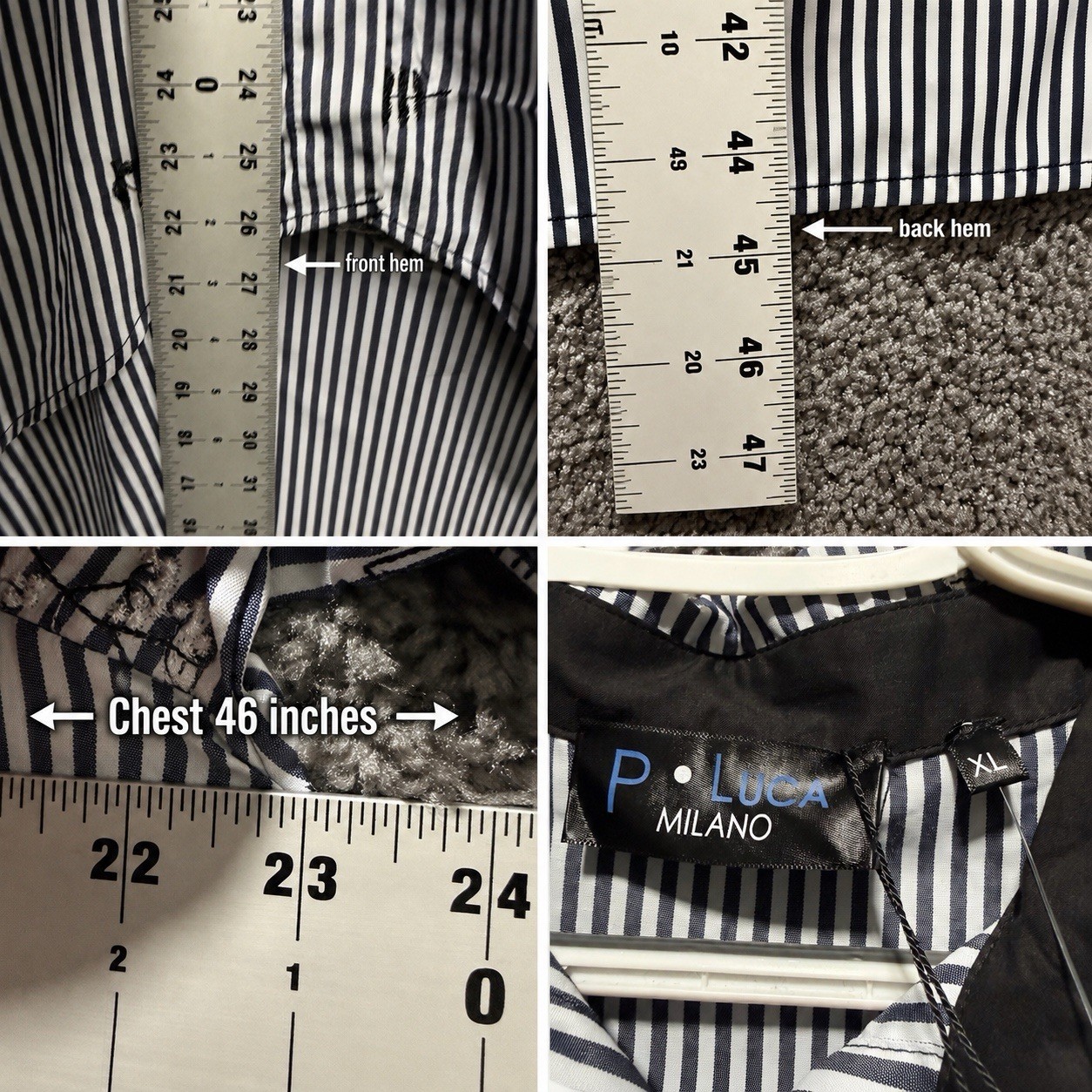 Patrizia Luca Milano Striped Embroidered High-Low Top NWT XL Lagenlook