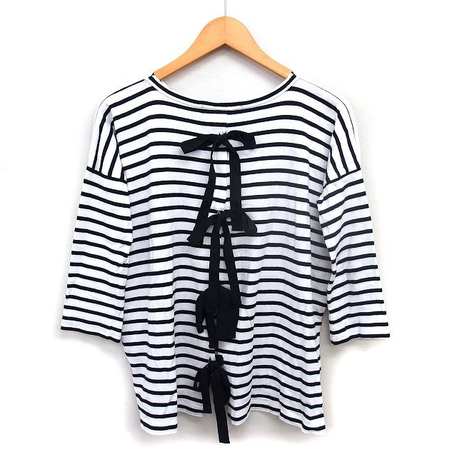 Sakura SACRA Ribbon Boat Neck Cotton TShirt Long Sleeve Women’s Used