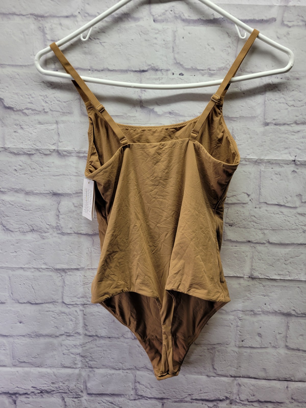 Auden Women’s Brown 4-Way Stretch Cami Bodysuit Sleeveless Adjustable Straps, M