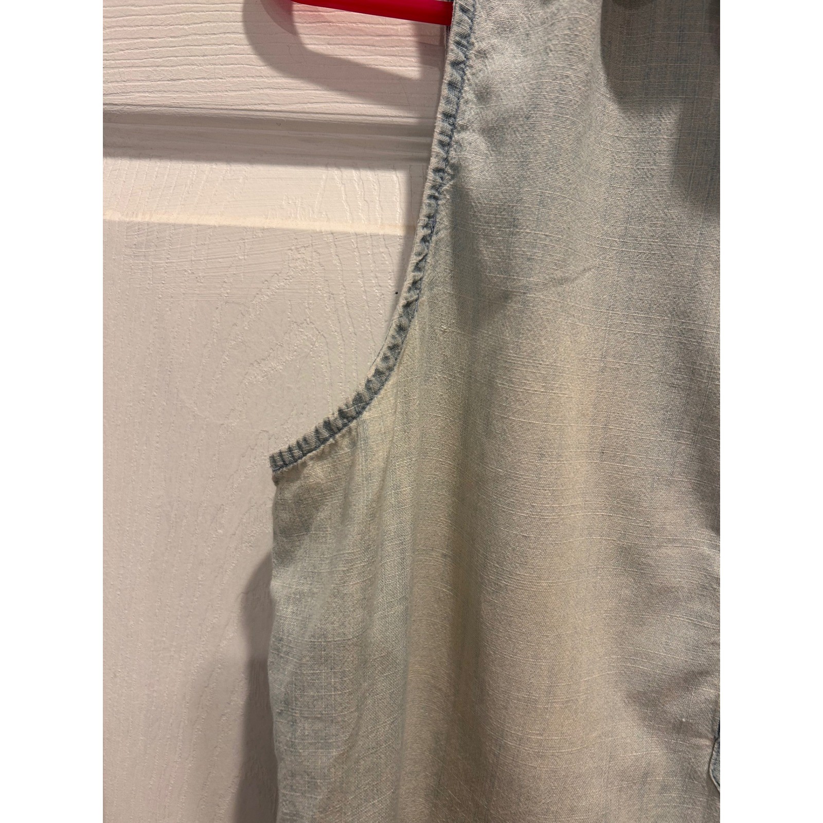 J.Crew Womens Sleeveless Chambray Popover Shirt Light Wash Blue Cotton 14 Denim