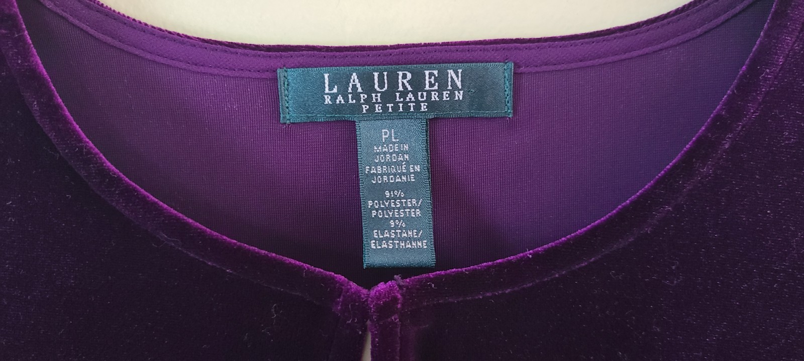 Lauren Ralph Lauren Women’s Purple Velvet Keyhole Front Blouse Tunic Top Size PL