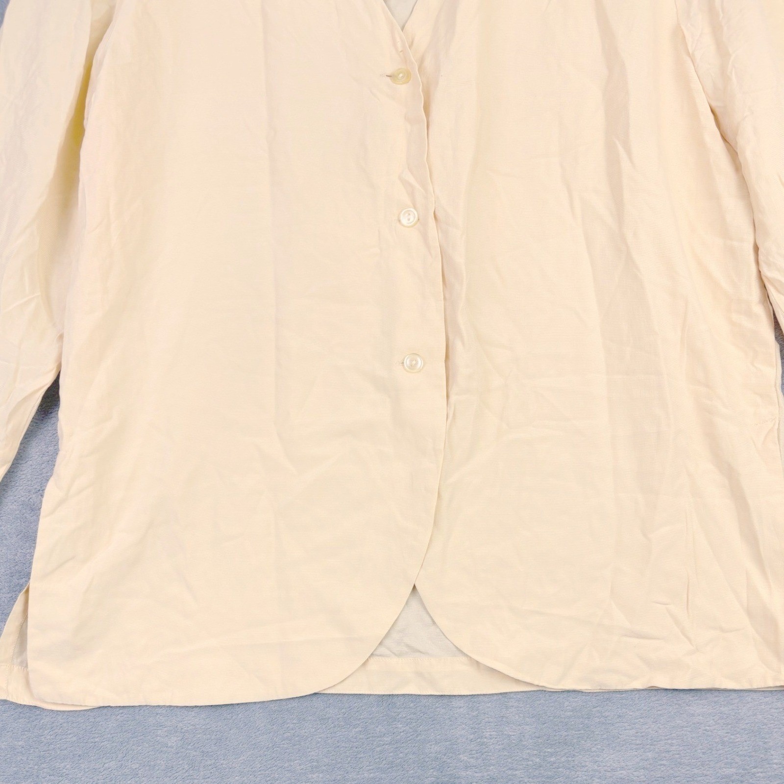 Eileen Fisher M L Yellow Silk Button Front Blouse Tunic Long Sleeve Minimalist