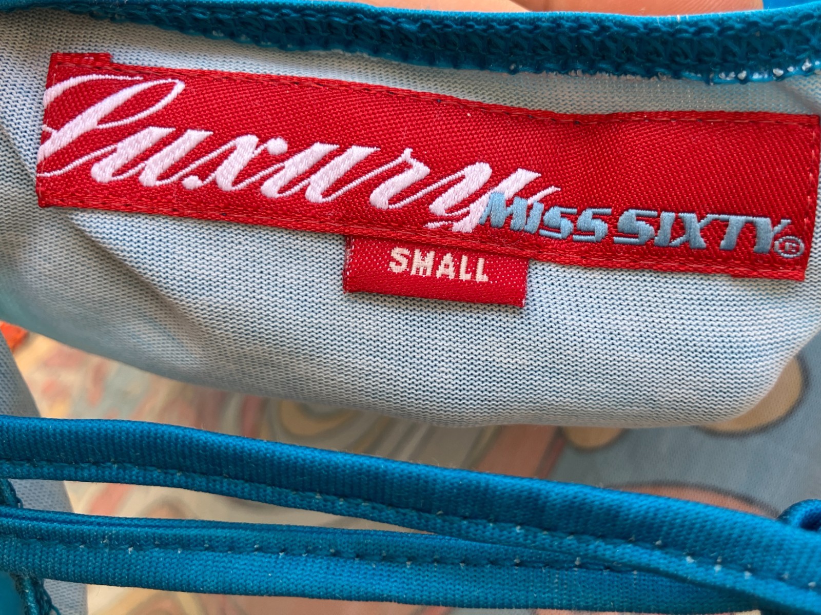 VTG Y2K Luxury Miss Sixty Pop Art Psychedelic Face Halter Top Groovy Very Rare S